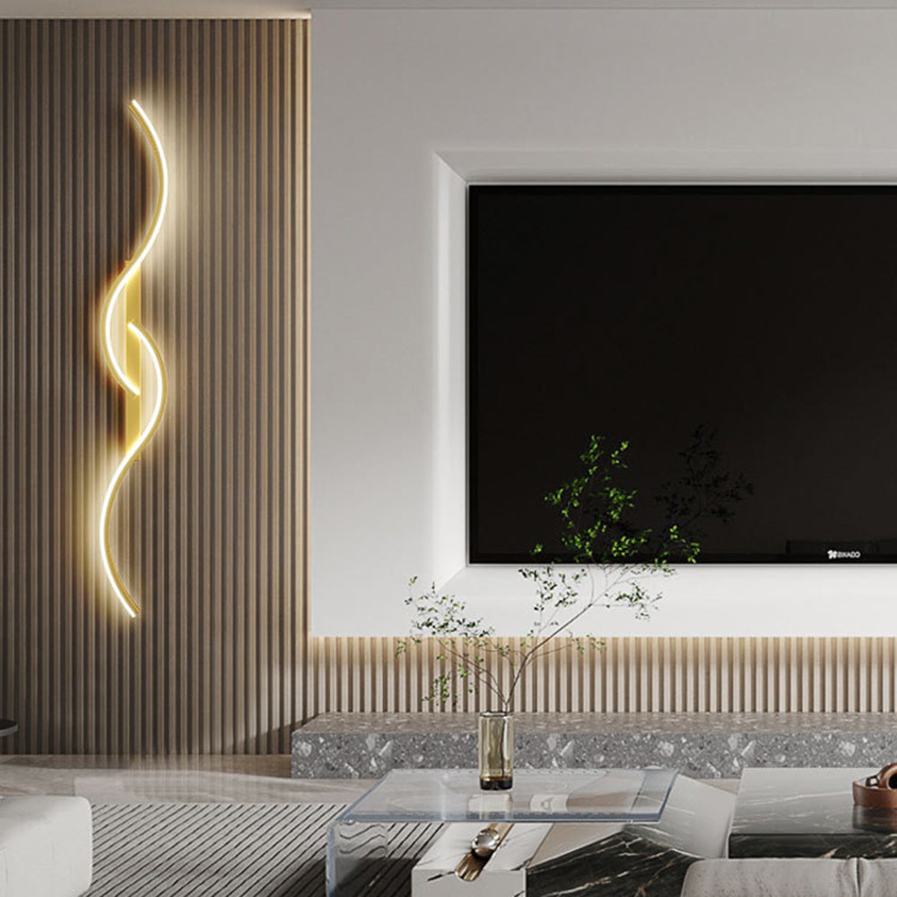 Freyza | Lumor Modern Linear Black Gold Indoor Wall Light – Modern Bedroom Living Room