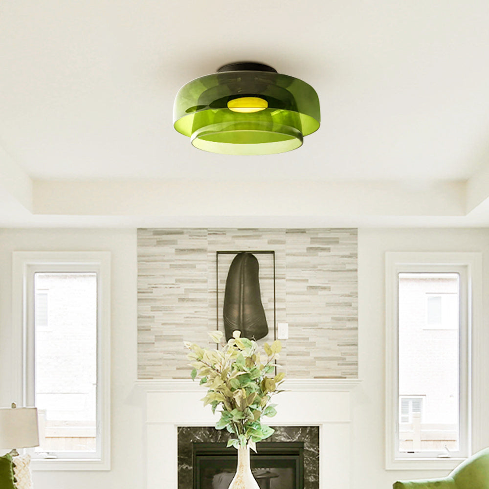 Freyza | Glass Flush Mount Ceiling Light – Modern Bedroom Hallway Kitchen