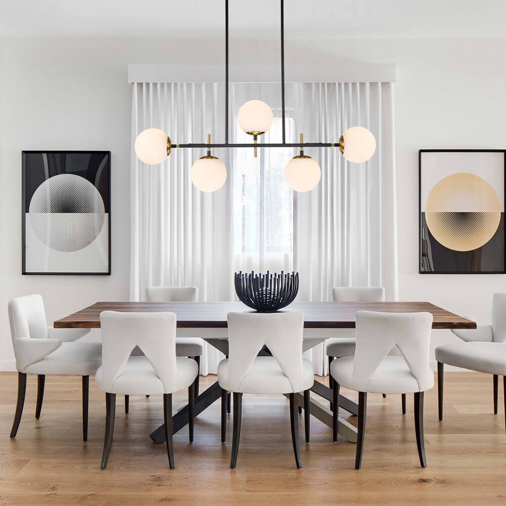 Freyza | Alvno Linear Glass Glass Chandelier – Dining Room Living Room