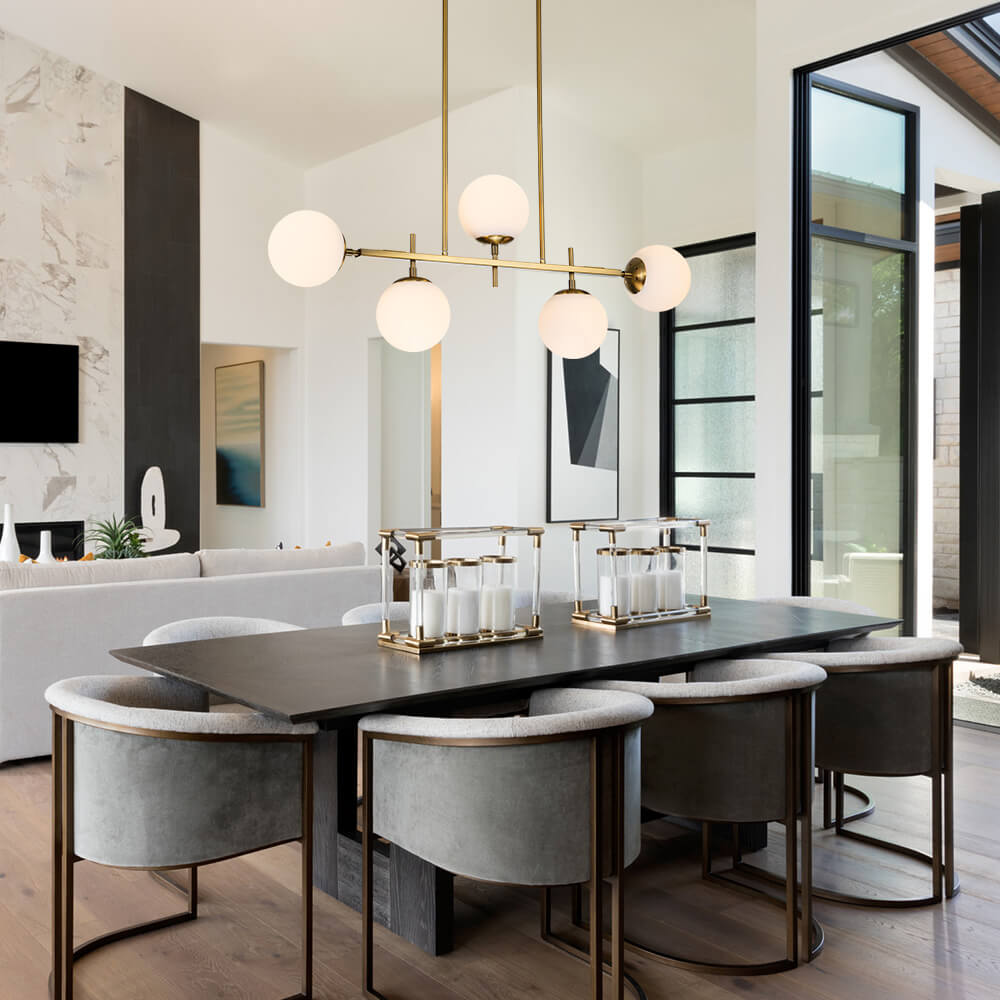 Freyza | Alvno Linear Glass Glass Chandelier – Dining Room Living Room