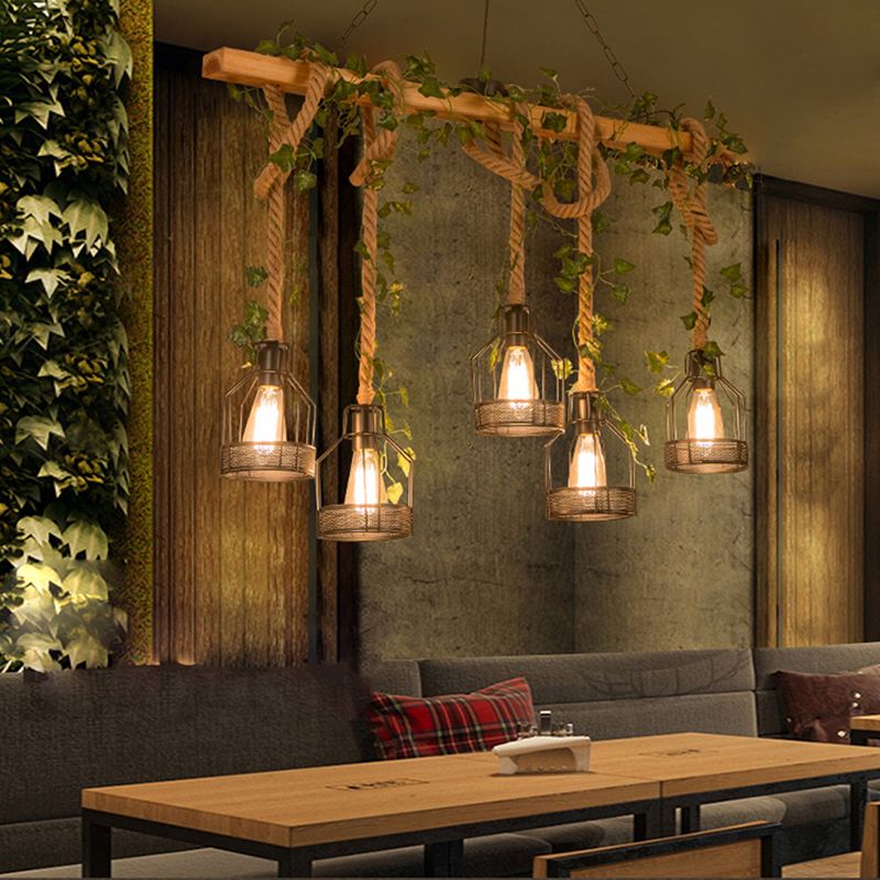 Freyza | 5-Light Wood Pendant Light – Vintage Kitchen Dining Room