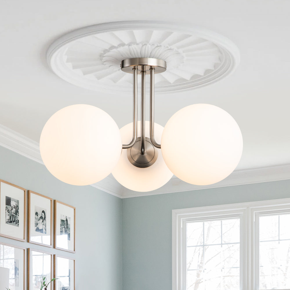 Freyza | Ombra Modern Opal Glass Opal Ceiling Light – Modern Bedroom Living Room