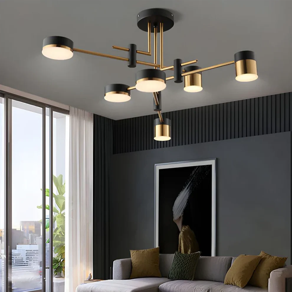 Freyza - Modern Black & Gold LED Ceiling Light | Flush Mount Fixture with 3 Colour Temperatures