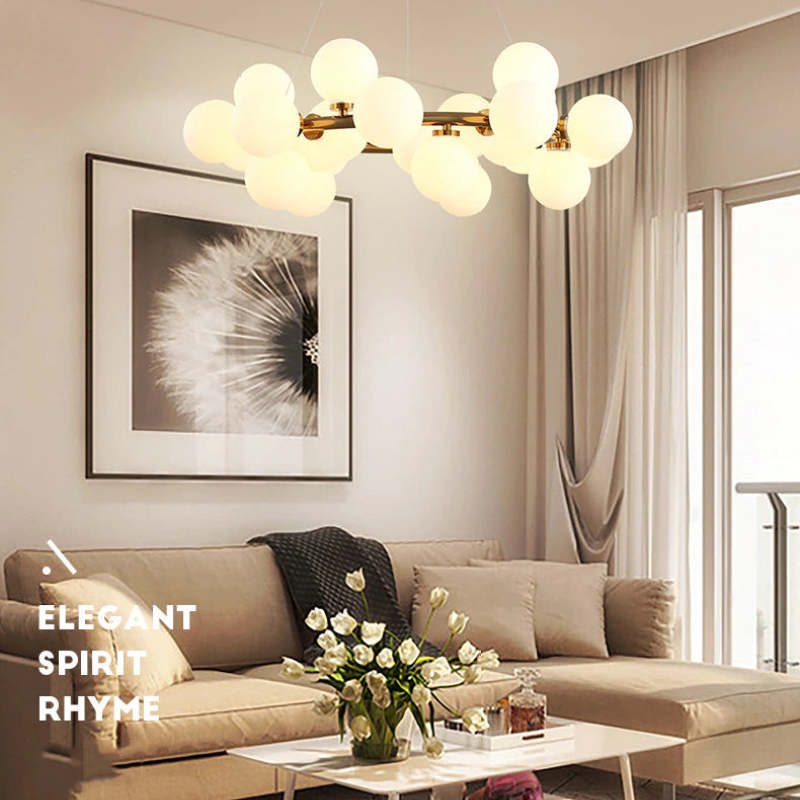 Freyza | Lustre en verre doré – Salle à manger, salon
