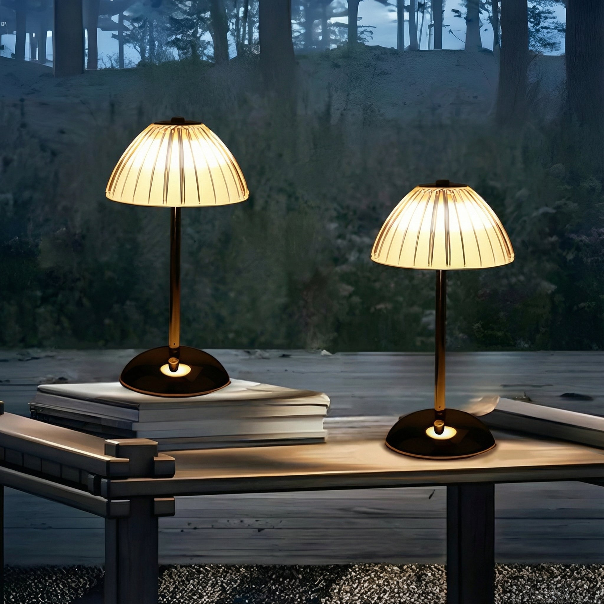 Freyza - Cordless LED Table Lamp – Brushed Brass Metal, Battery Operated Dimmable Bedside Light 30cm