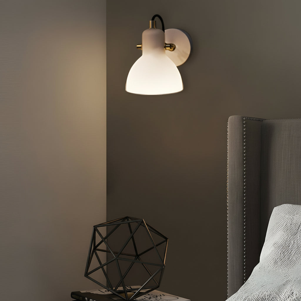 Freyza - LED Wall Sconce Light – Modern Nordic Rotatable White Glass (18x12cm / 7.1x4.6in)