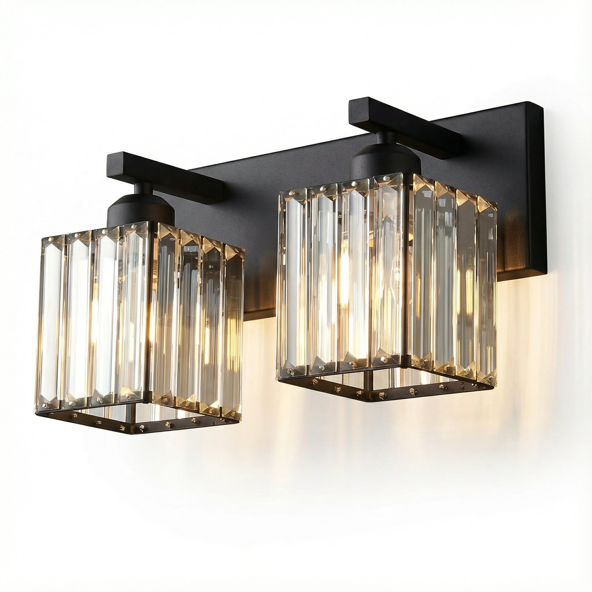 Freyza - Wall Sconce Modern Square LED Crystal Indoor Vanity Bedroom 2-4 Lights