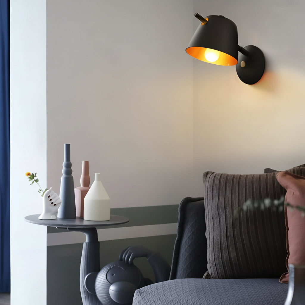 Freyza - Metal Wall Sconce – Nordic Hat Style Matte Iron E27 (15x28cm)