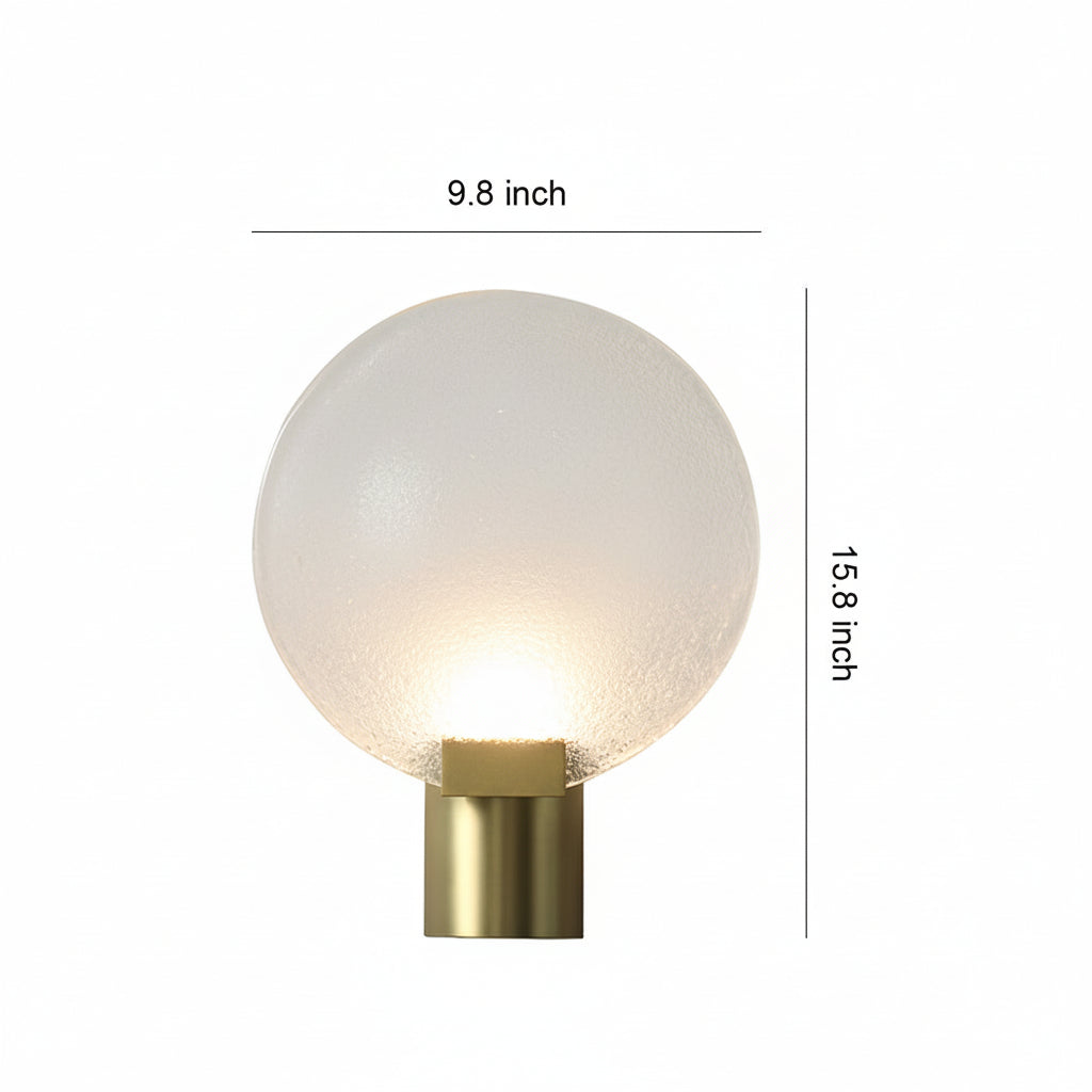 Freyza - LED Wall Sconce Light – Round Minimalist Glass Gold Metal (25cm / 9.8in)