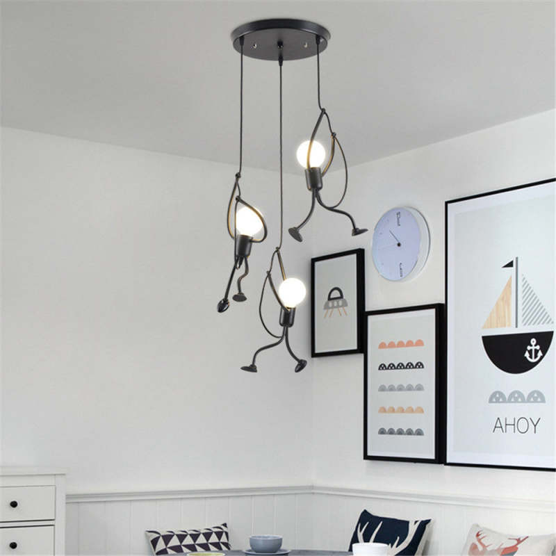 Freyza | Miro Retro-modernes Pendelleuchte aus schwarzem Eisen – moderne Küche und Esszimmer