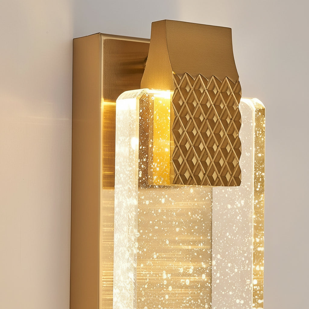 Freyza - Modern Crystal Bubble LED Wall Sconce – Luxury 3-Color Dimmable Strip Lamp (Black/Gold)