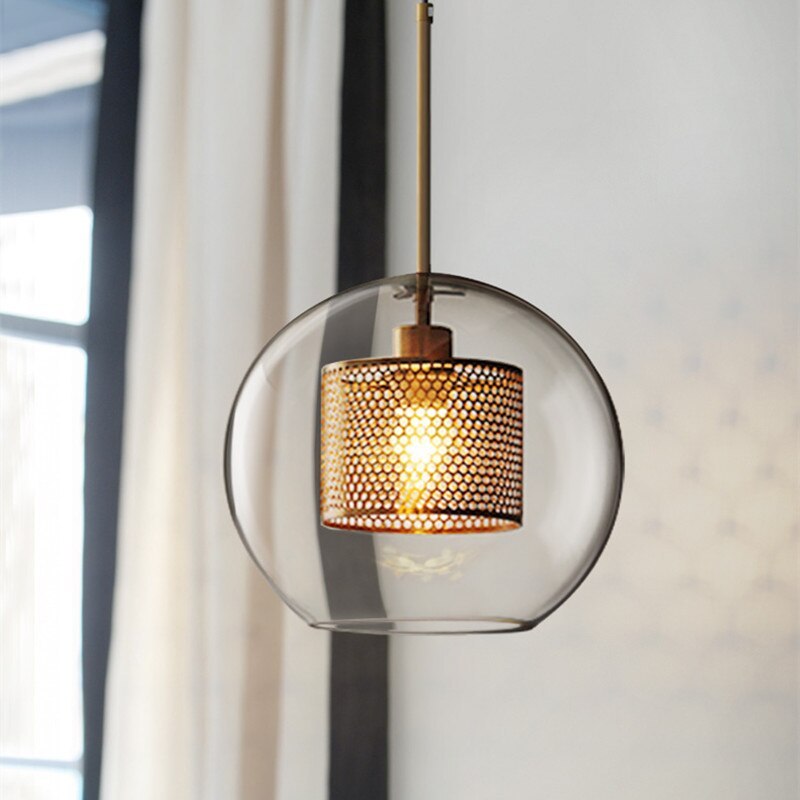 Freyza | Hessa Contemporary Golden Gold Glass Pendant Light – Contemporary Kitchen Dining Room