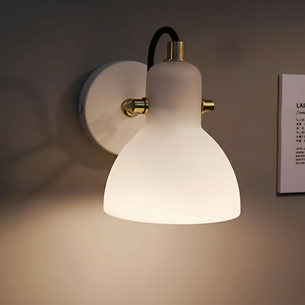 Freyza - LED Wall Sconce Light – Modern Nordic Rotatable White Glass (18x12cm / 7.1x4.6in)