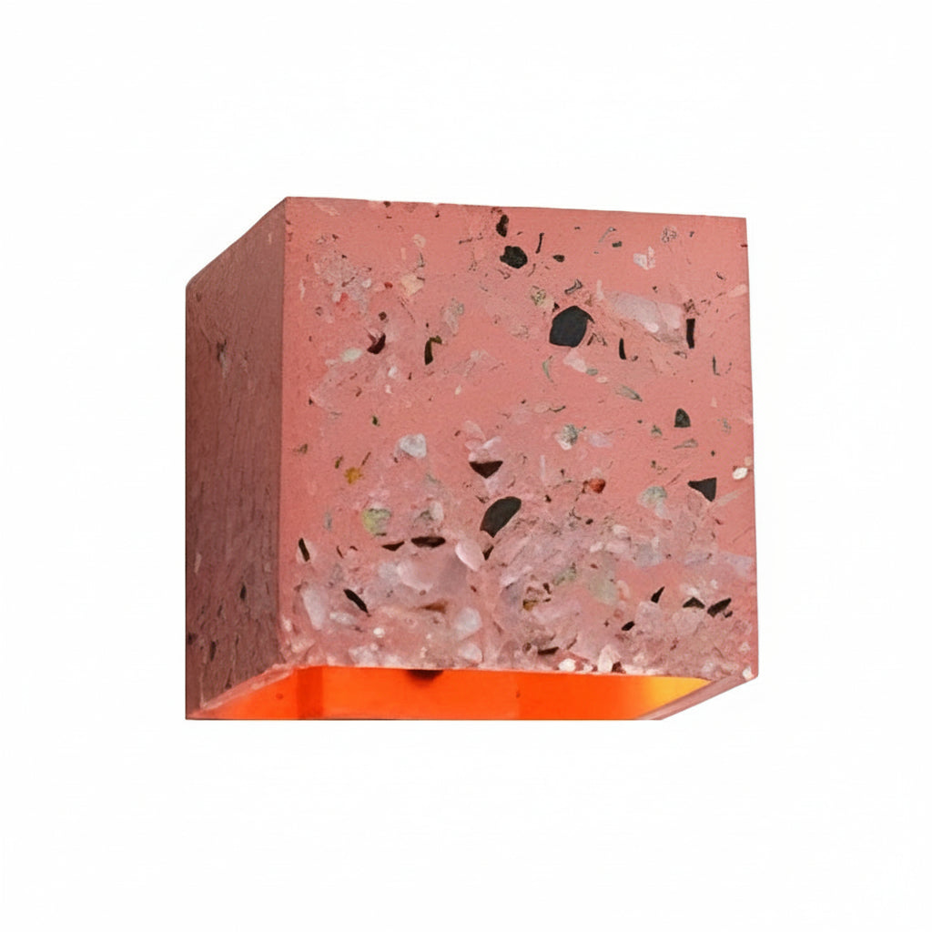 Freyza - Nordische Wandleuchte Würfel Auf/Ab Terrazzo-Stein G4 10cm / 4in quadratische industrielle Nachttischleuchte