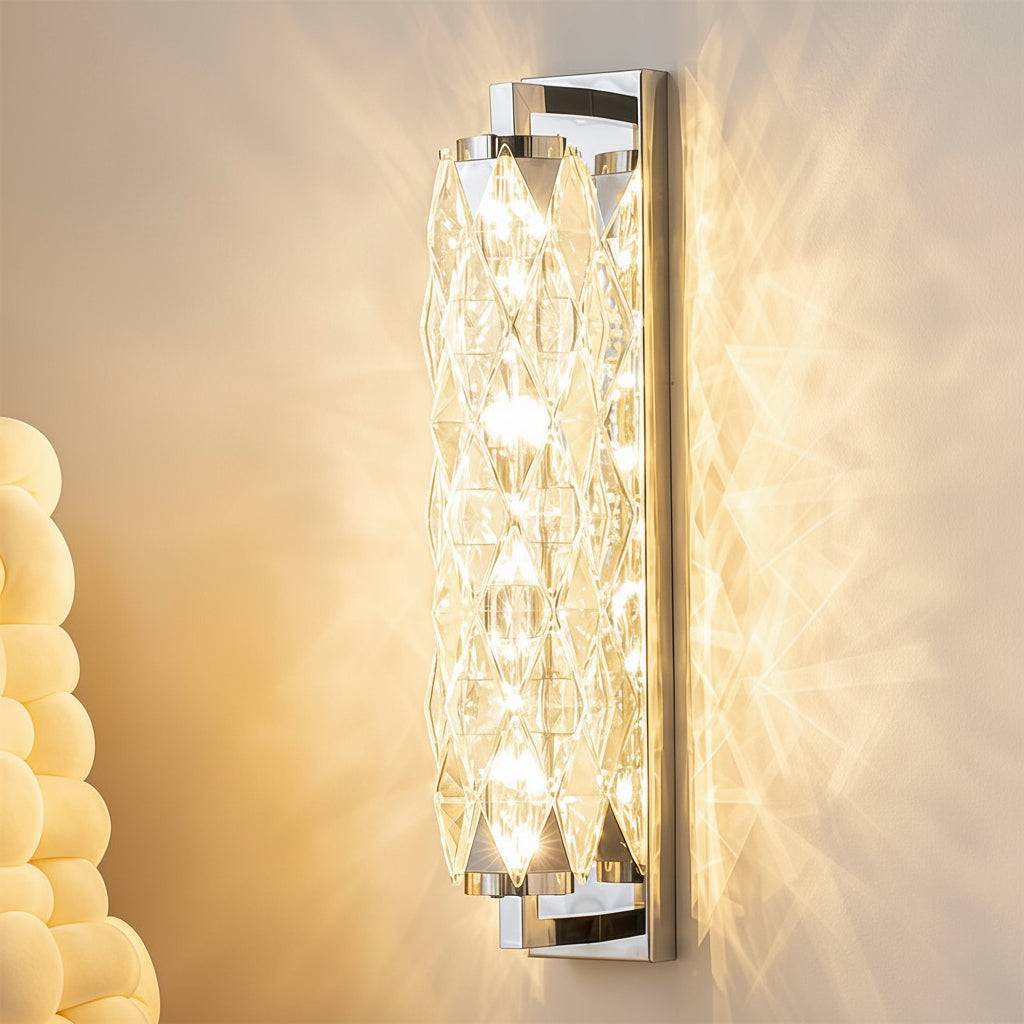 Freyza - LED Wall Sconce Light – Modern Geometric Crystal Stainless Steel (32-48cm / 12.6-18.9in)