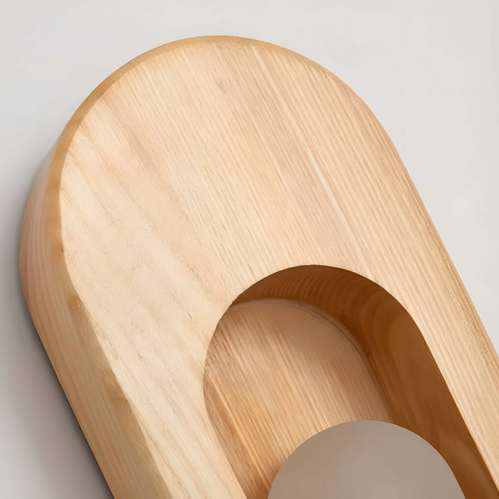 Freyza - LED Wall Sconce Light – Modern Minimalist Oval Wood Nordic Walnut (20x10cm / 7.9x3.9in)