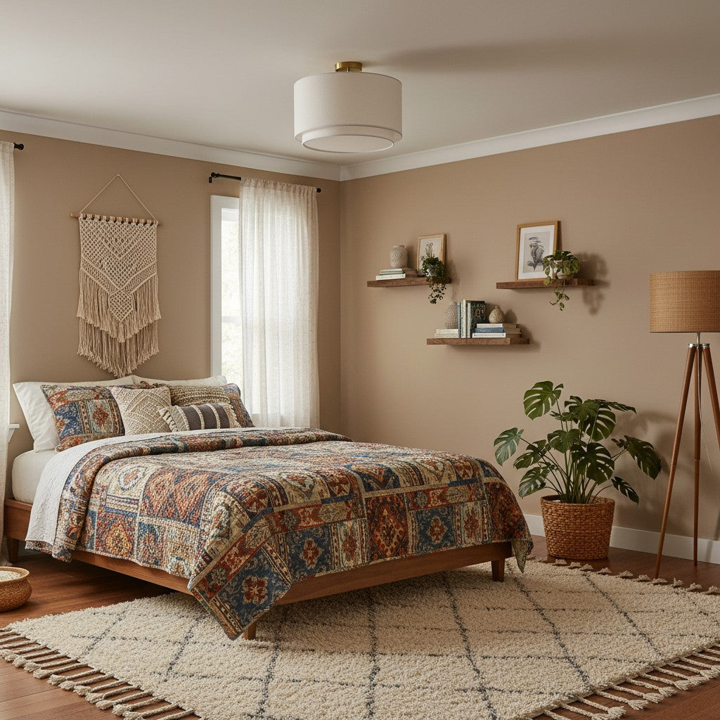 Freyza | Fabric Flush Mount Ceiling Light – Contemporary Bedroom Hallway Kitchen