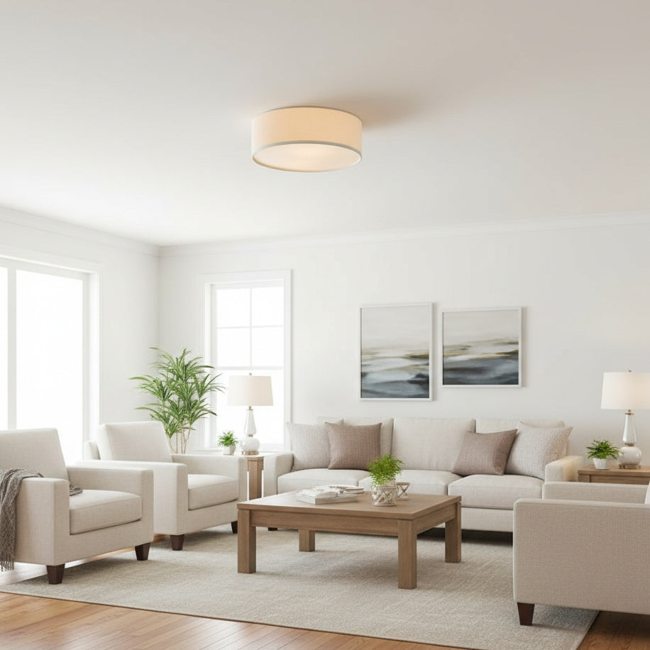 Freyza | Linen Ceiling Light – Modern Bedroom Living Room