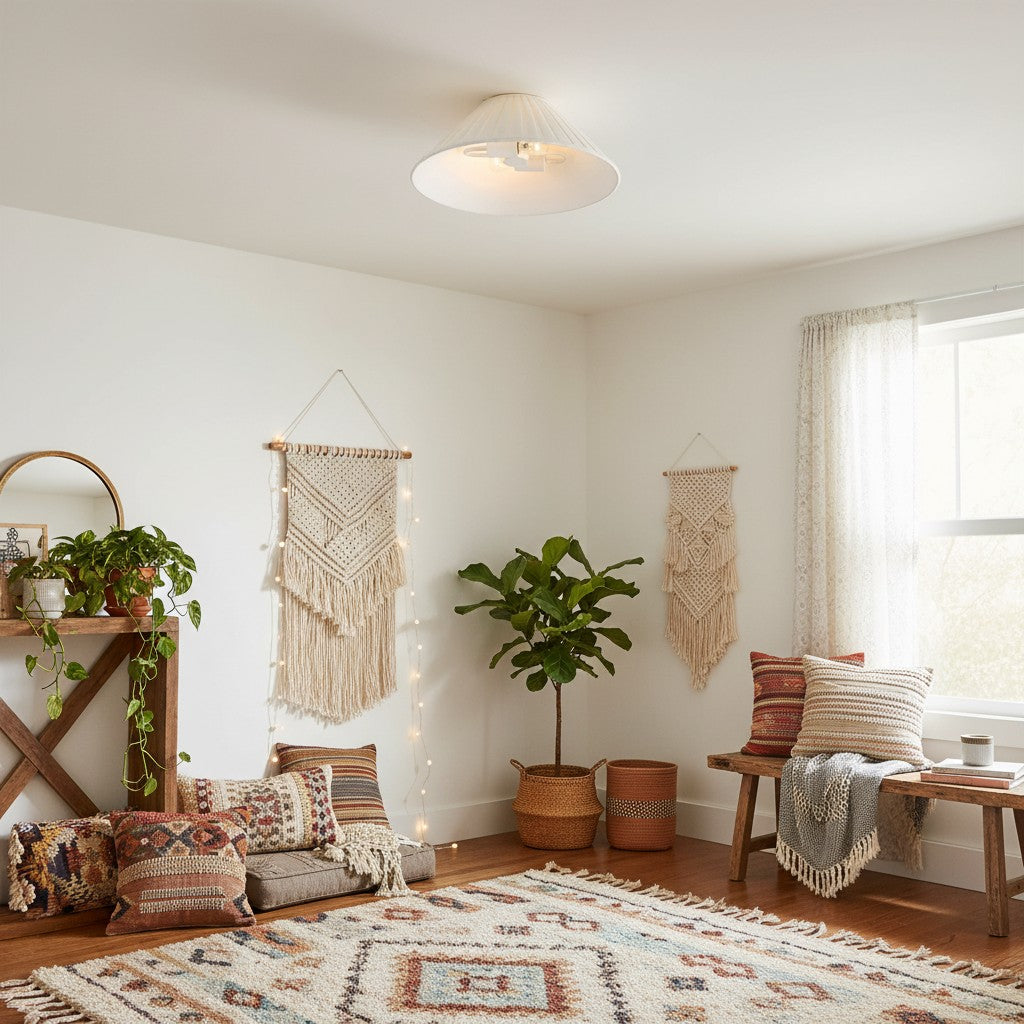 Freyza | Leinen-Deckenleuchte – Schlafzimmer Wohnzimmer