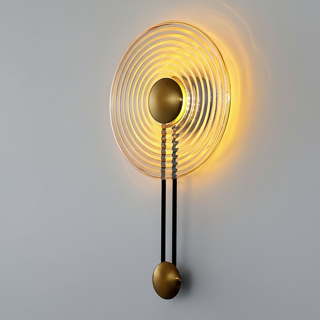 Freyza - Nordic Ripple Glass LED Wall Sconce – Modern Corrugated Circle Wall Light - Transparent/Amber
