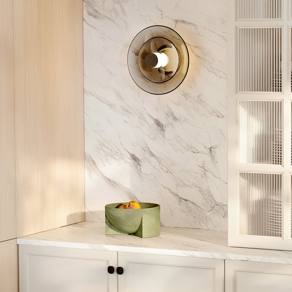 Freyza - LED Wall Sconce Light – Modern Round Nordic Double-Layered Glass (23x13cm / 9x5in)