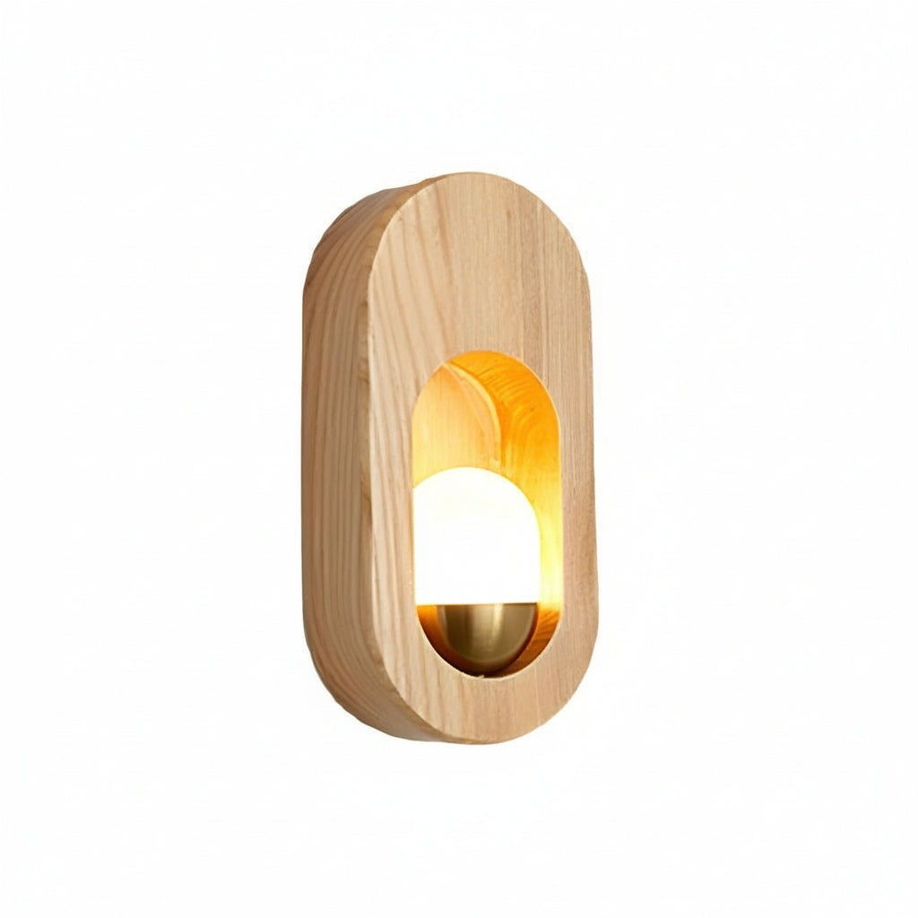 Freyza - LED Wall Sconce Light – Modern Minimalist Oval Wood Nordic Walnut (20x10cm / 7.9x3.9in)