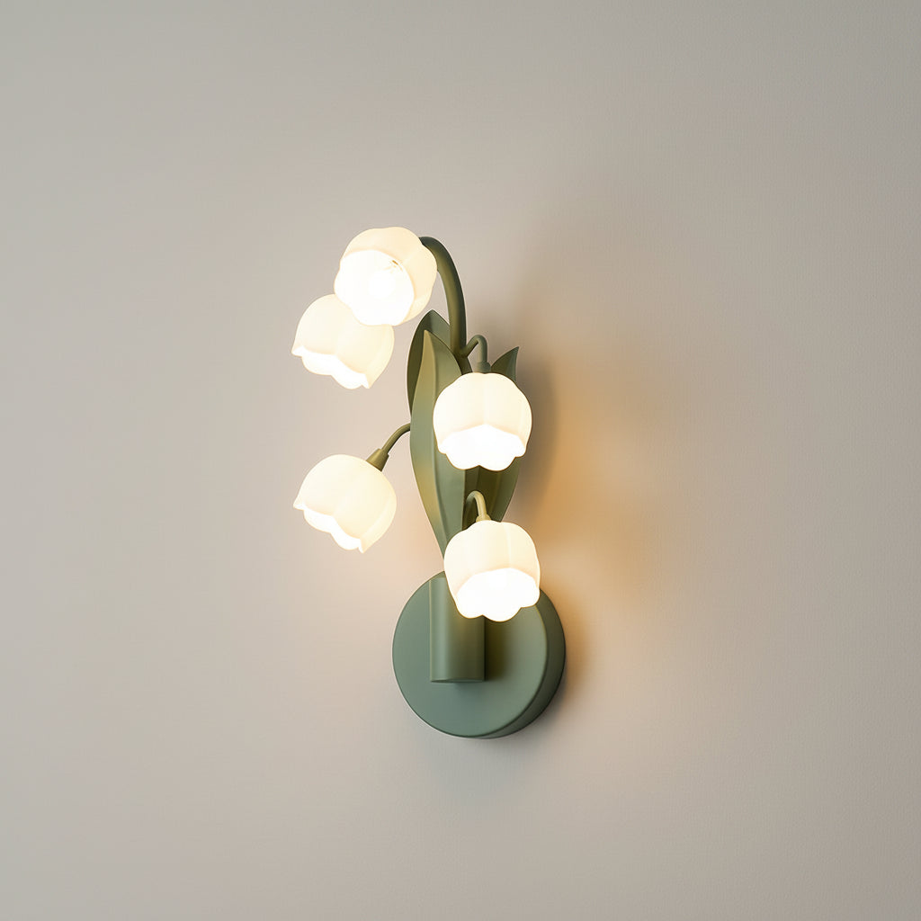 Freyza - LED Wall Sconce Light – French Country Floral Bellflower Glass (33x18cm / 12.9x7in)