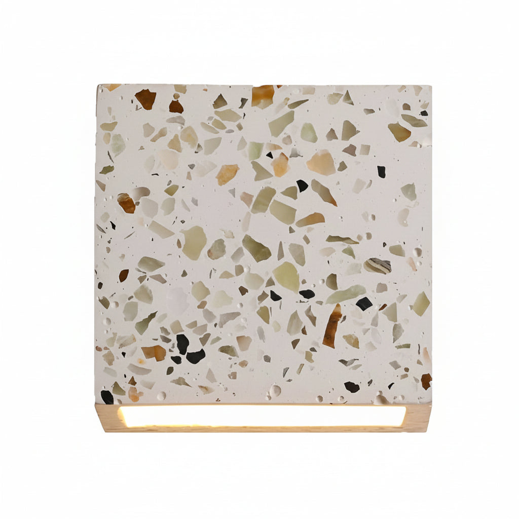 Freyza - Nordische Wandleuchte Würfel Auf/Ab Terrazzo-Stein G4 10cm / 4in quadratische industrielle Nachttischleuchte