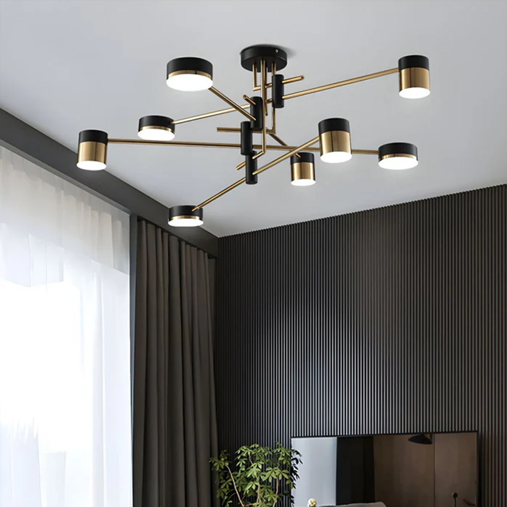 Freyza - Modern Black & Gold LED Ceiling Light | Flush Mount Fixture with 3 Colour Temperatures