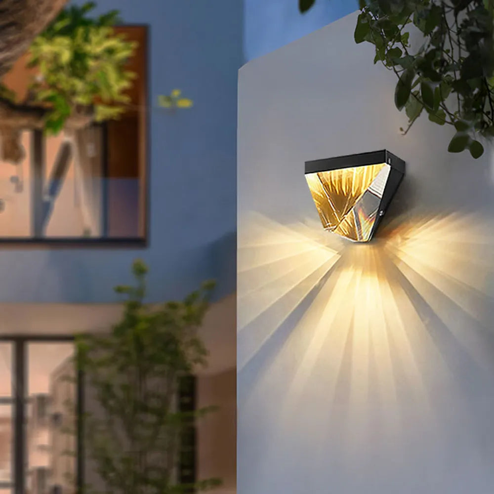 Freyza | Laxor Waterproof Diamond Black Gold Outdoor Wall Light – Garden Porch Exterior
