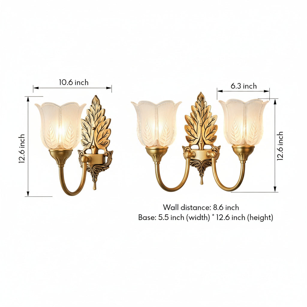 Freyza - Brass Wall Sconce – American Vintage Bud Glass (E14 LED & 29-30cm)