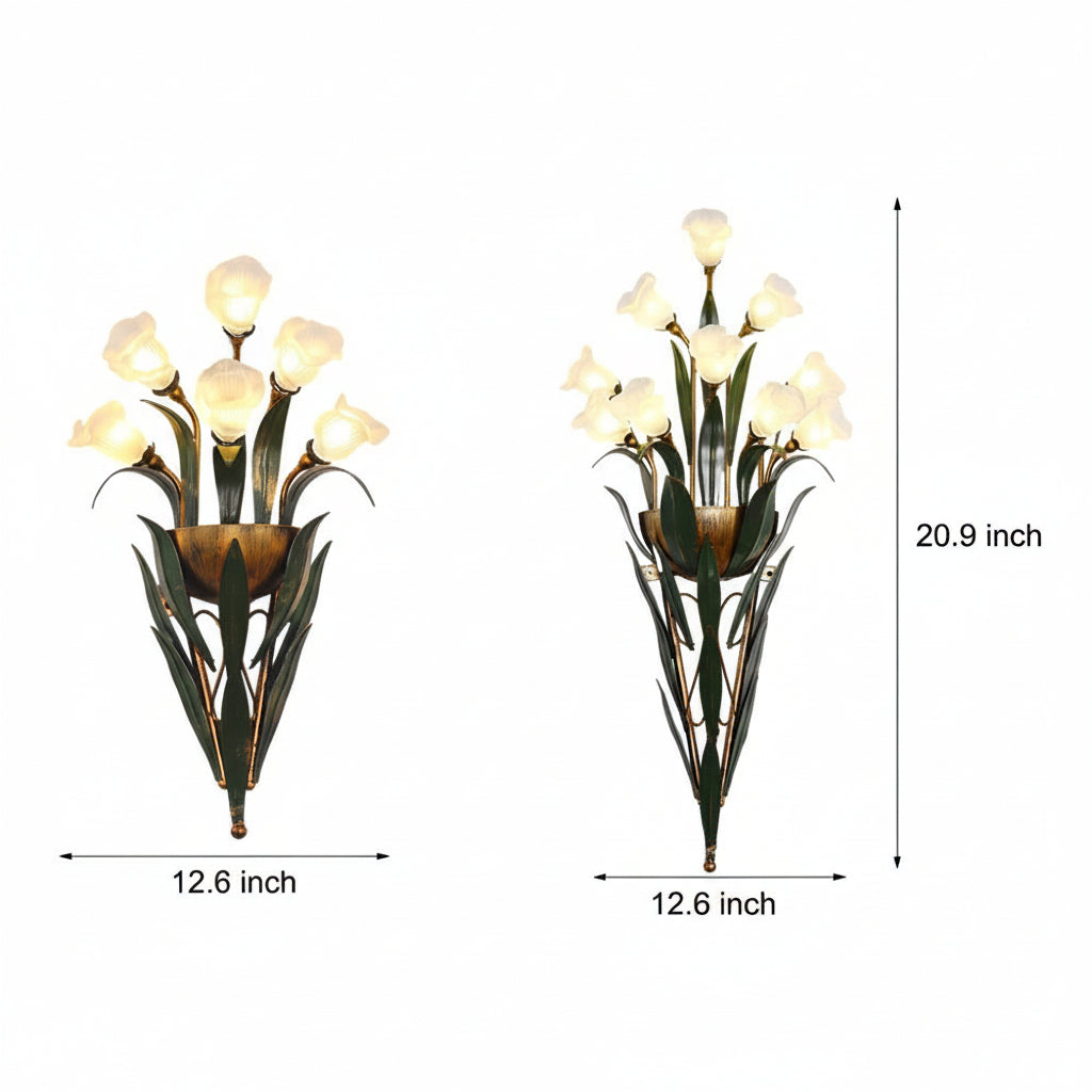 Freyza - Pastoraler Blumenstrauß Wandleuchte – Glas & Eisen Naturinspiriertes Kunstlicht (6/10-Licht)