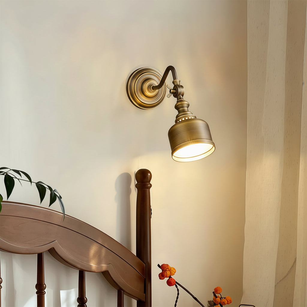 Freyza - LED Wall Sconce – American Retro Solid Brass Glass E14 (15x28cm)