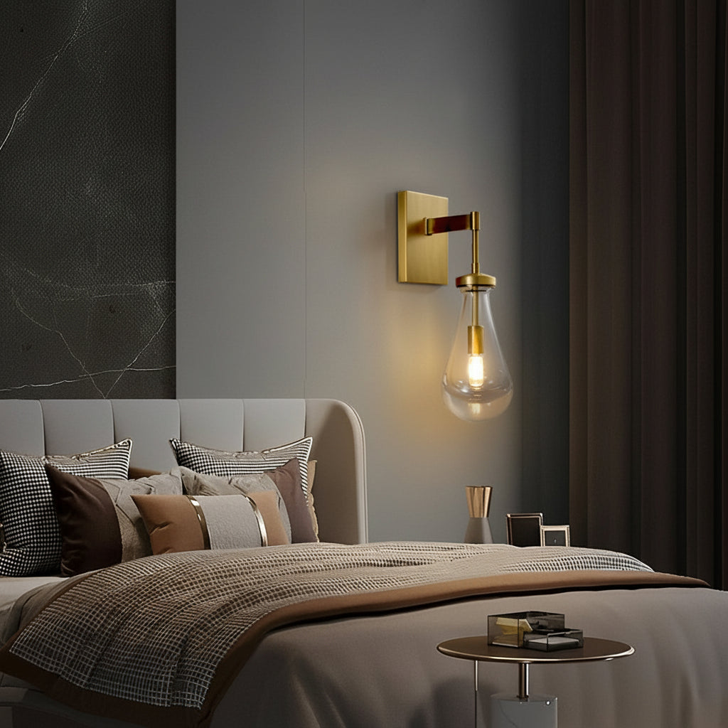 Freyza - LED Wall Sconce Light – Modern Water Drop Copper Crystal (50x21cm / 19.7x8.3in)
