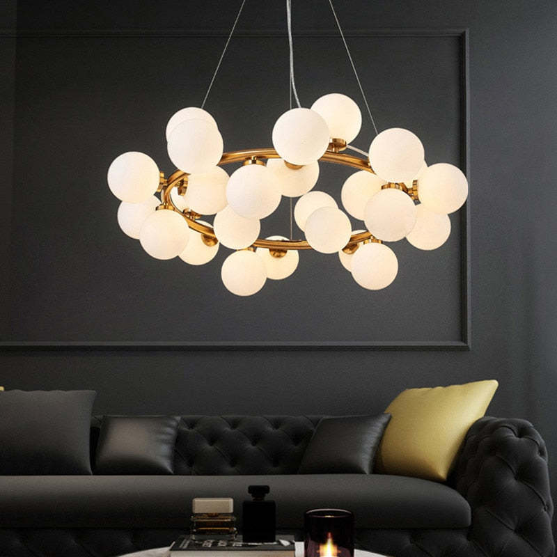 Freyza | Lustre en verre doré – Salle à manger, salon