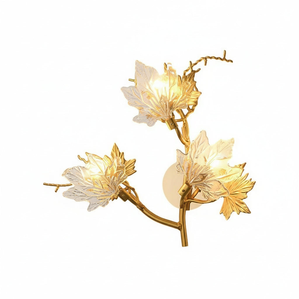 Freyza - LED Wall Sconce Light – Nordic Glass Maple Leaves Art Deco (53x48cm / 20.9x18.9in)