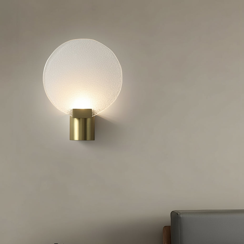 Freyza - LED Wall Sconce Light – Round Minimalist Glass Gold Metal (25cm / 9.8in)