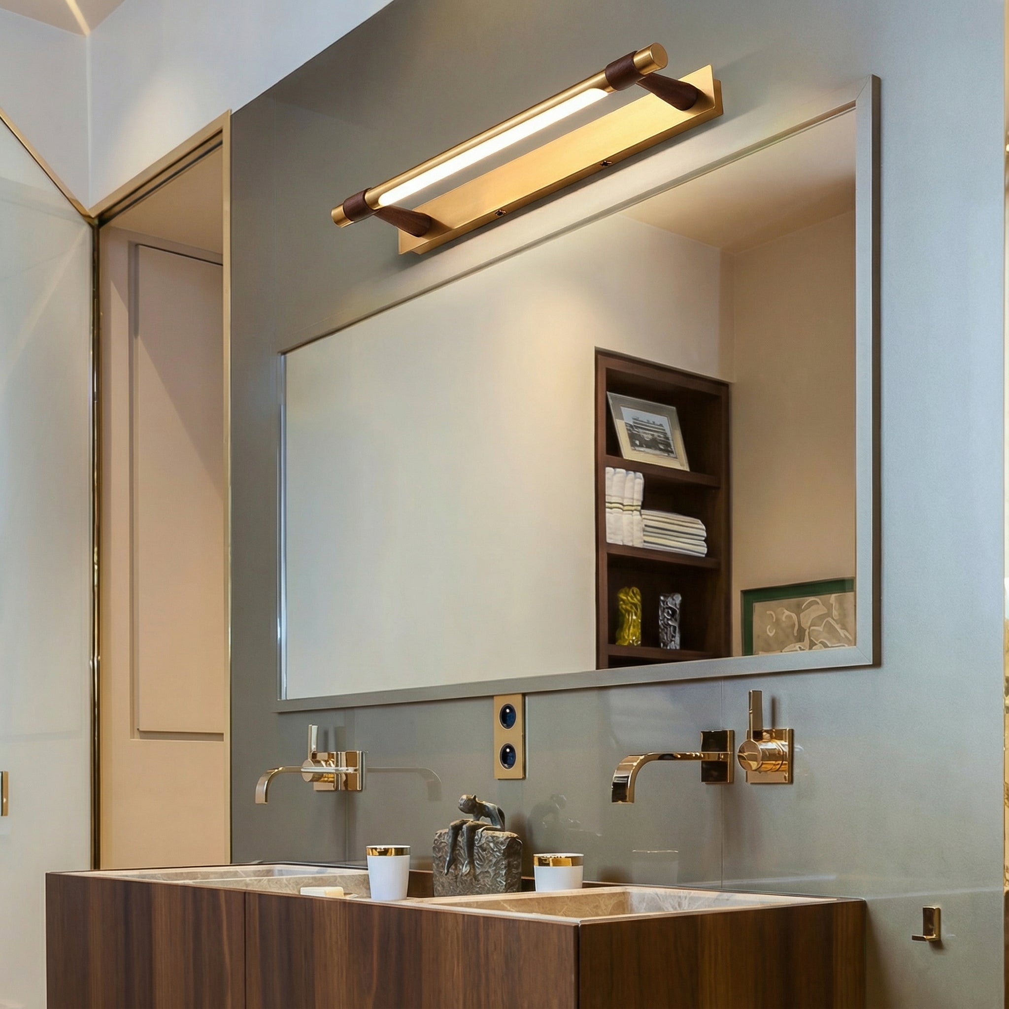 Freyza - LED Bathroom Vanity Light Wall Lamp Brushed Copper Black Mirror Cabinet 48cm-81cm