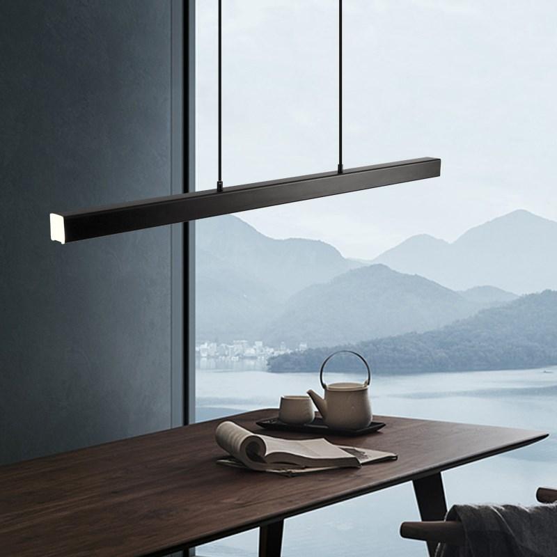 Freyza | Suspension linéaire noire moderne Thala – Cuisine moderne, salle à manger