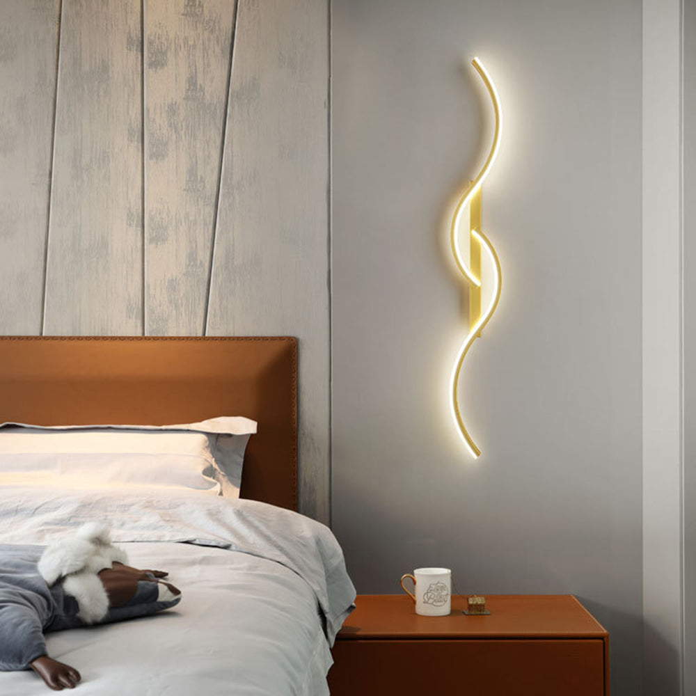 Freyza | Lumor Modern Linear Black Gold Indoor Wall Light – Modern Bedroom Living Room