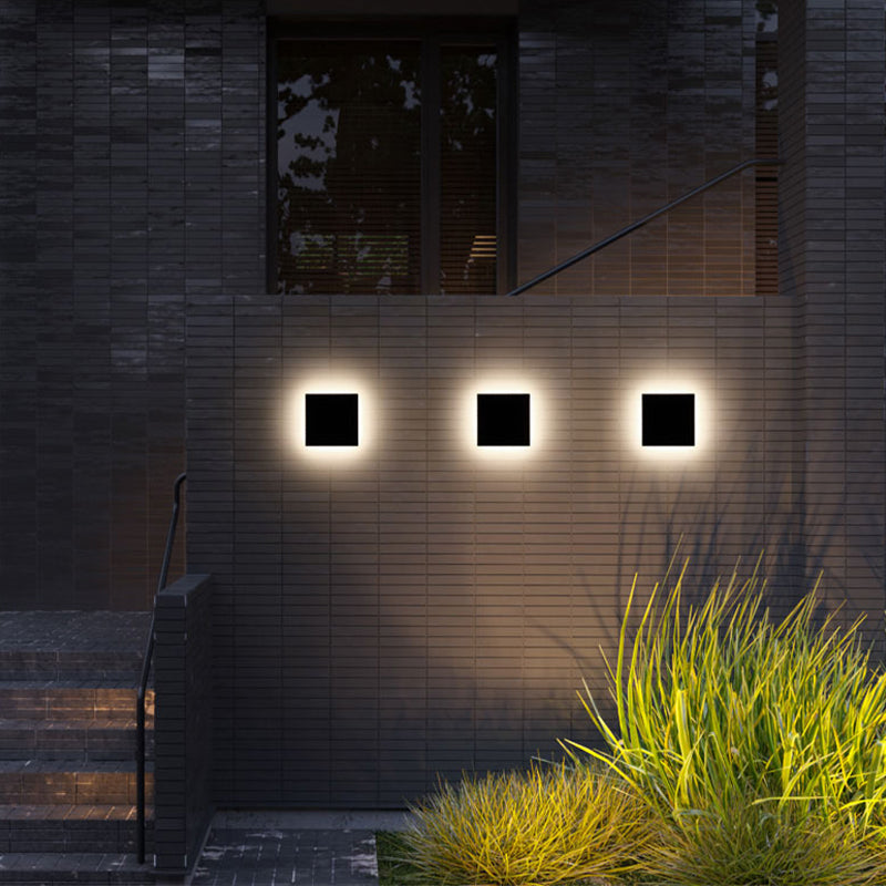 Freyza | Klyne applique murale extérieure ronde minimaliste noire et blanche – jardin, porche, extérieur