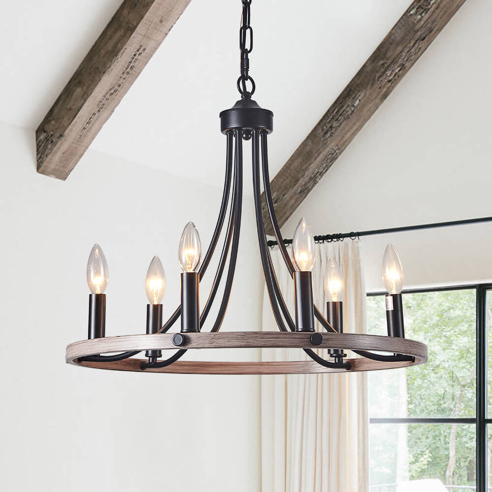 Freyza | Dvalir Farmhouse Wagon Chandelier – Farmhouse Dining Room Living Room