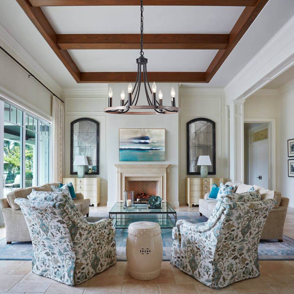 Freyza | Dvalir Farmhouse Wagon Chandelier – Farmhouse Dining Room Living Room