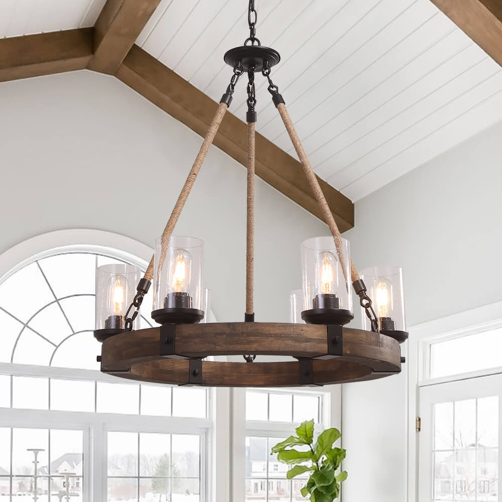 Freyza | Elvian Industrial Modern Wood Chandelier – Modern Dining Room Living Room