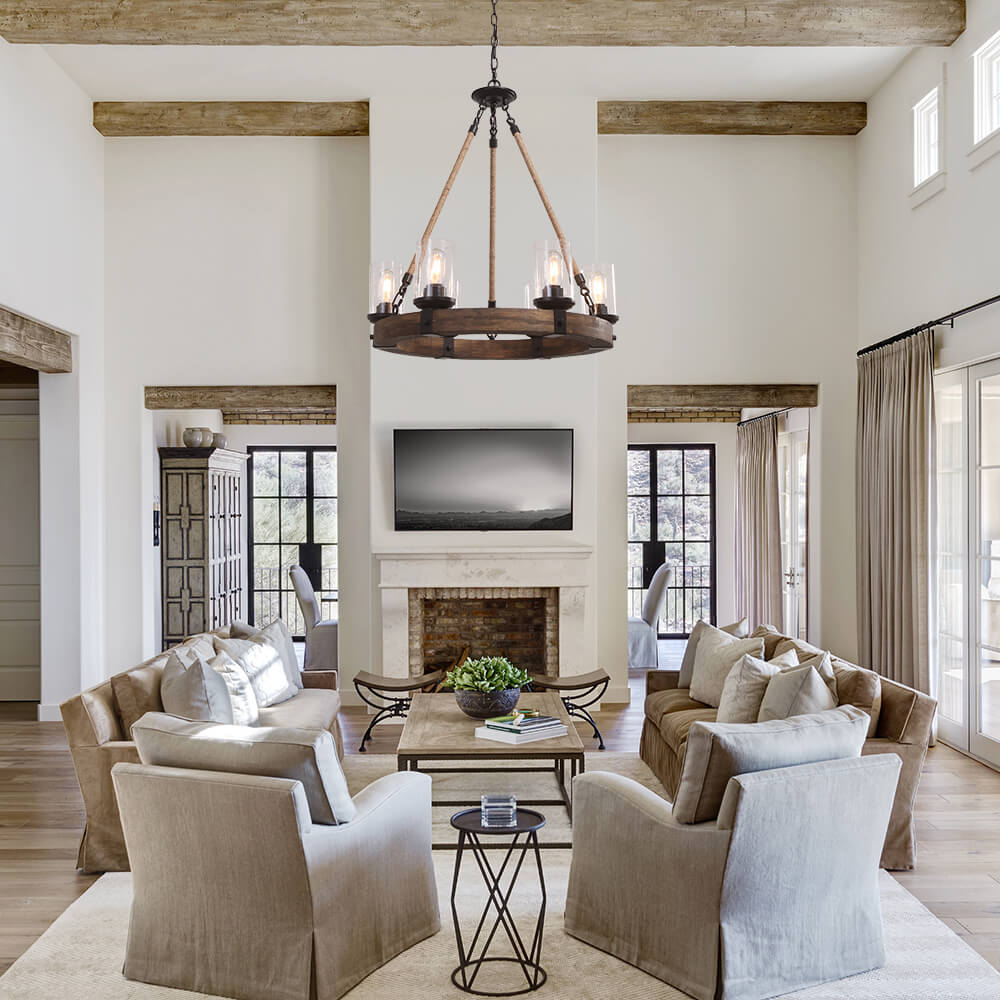 Freyza | Elvian Industrial Modern Wood Chandelier – Modern Dining Room Living Room