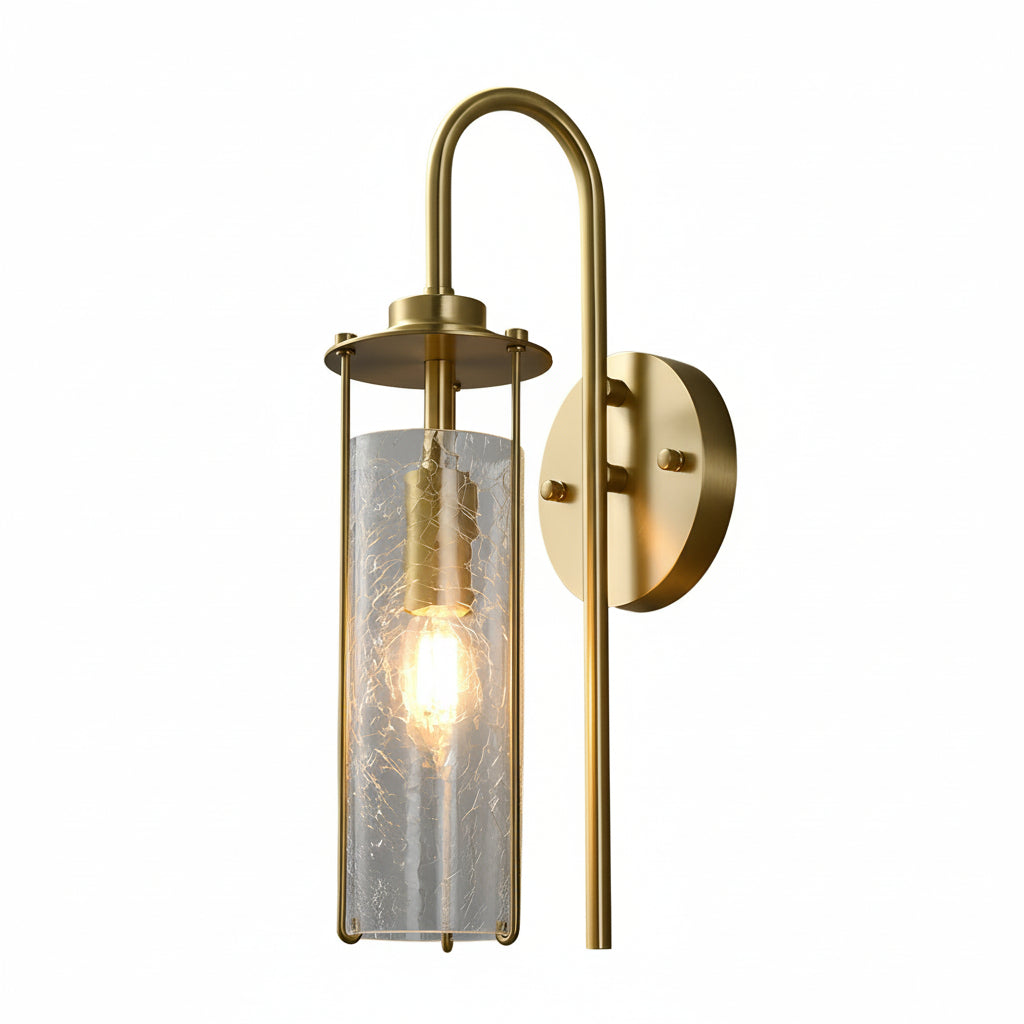 Freyza - LED Wall Sconce Light – Modern Copper Ice-Cracked Glass Tube (39x10cm / 15.4x3.9in)