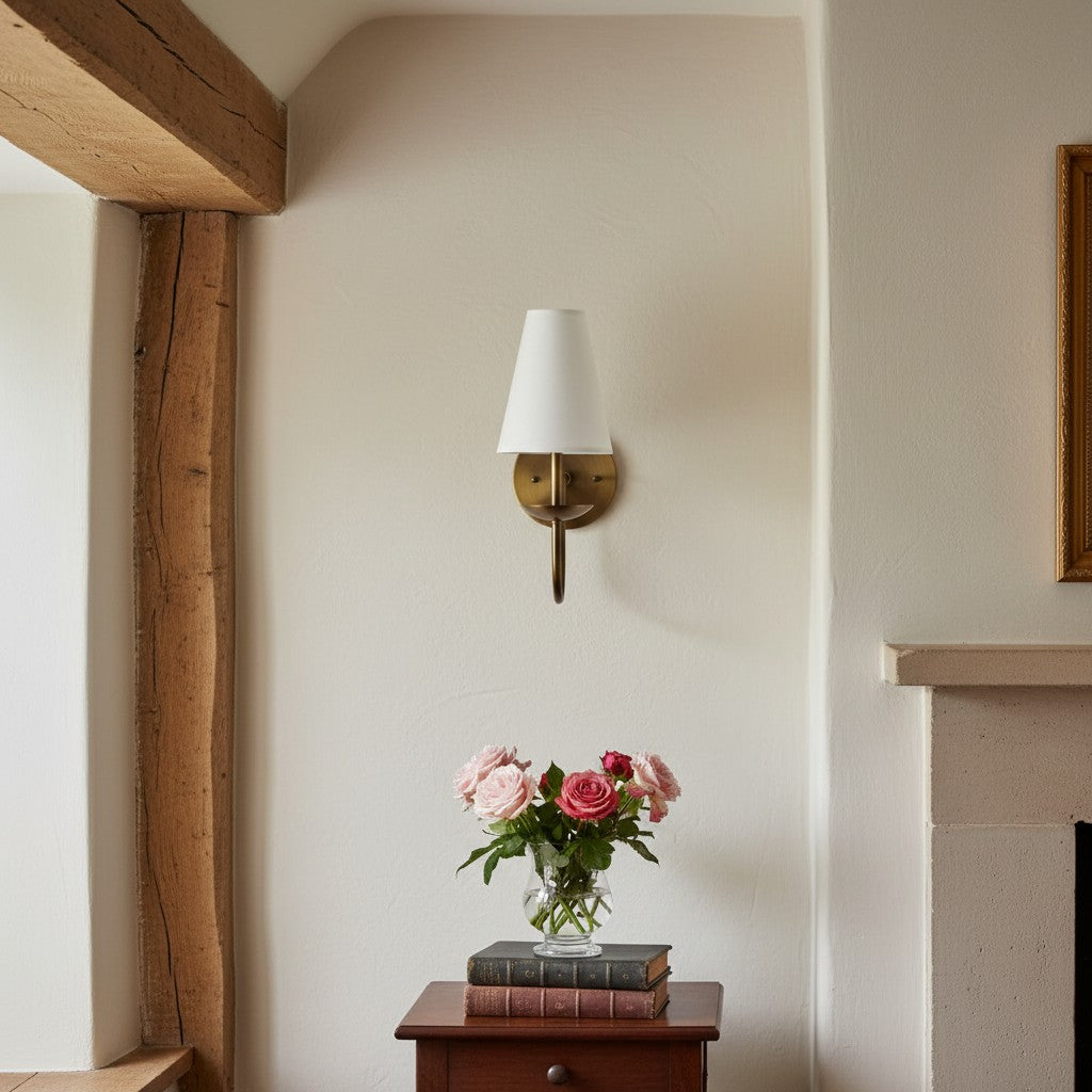 Freyza | Weiße Wandleuchte aus Leinen – Wohnzimmer, Flur