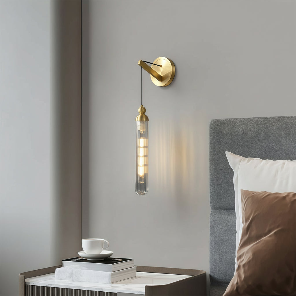 Freyza - LED Wall Sconce – Minimalist Brass Glass Globe Pendant G9 (12x45cm)