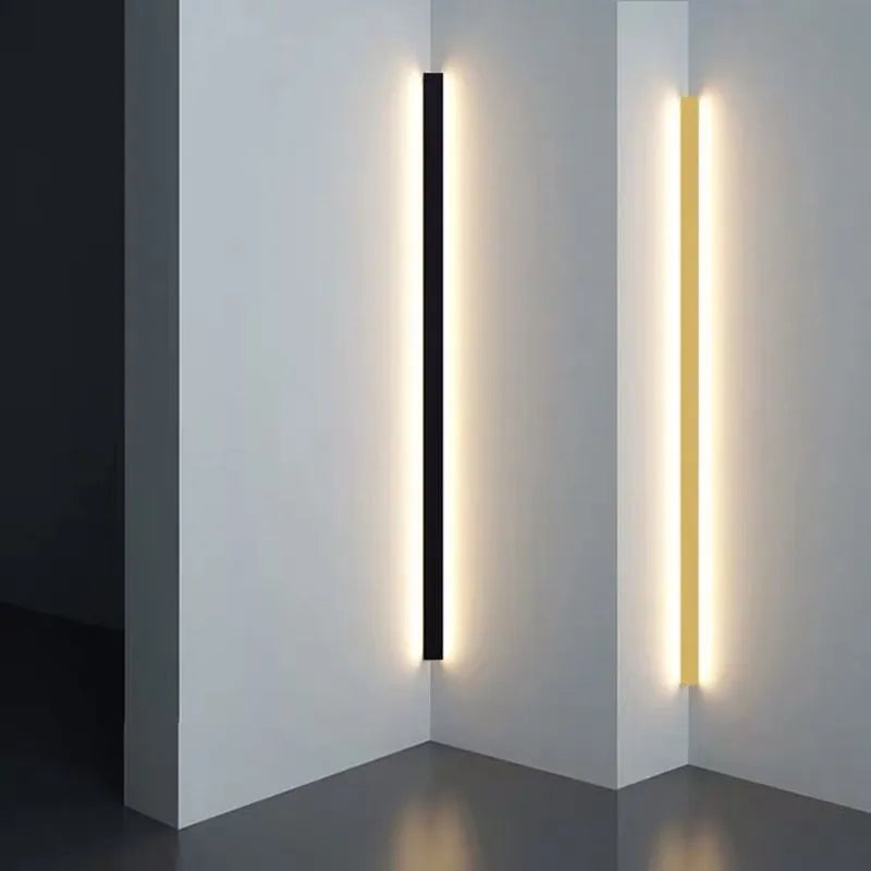 Freyza | Gravo minimalistische lineare schwarze goldene Innenwandleuchte – minimalistisches Schlafzimmer, Wohnzimmer