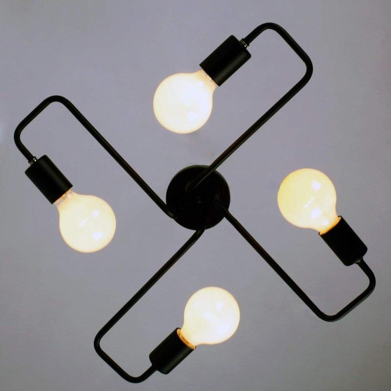 Freyza | Arisha – Plafonnier noir vintage moderne à montage affleurant pour chambre, couloir ou cuisine